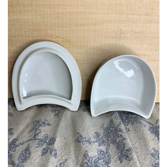 Vintage German Lucky Floral Horseshoe Lidded Trinket Dish Box - Picture 7 of 9